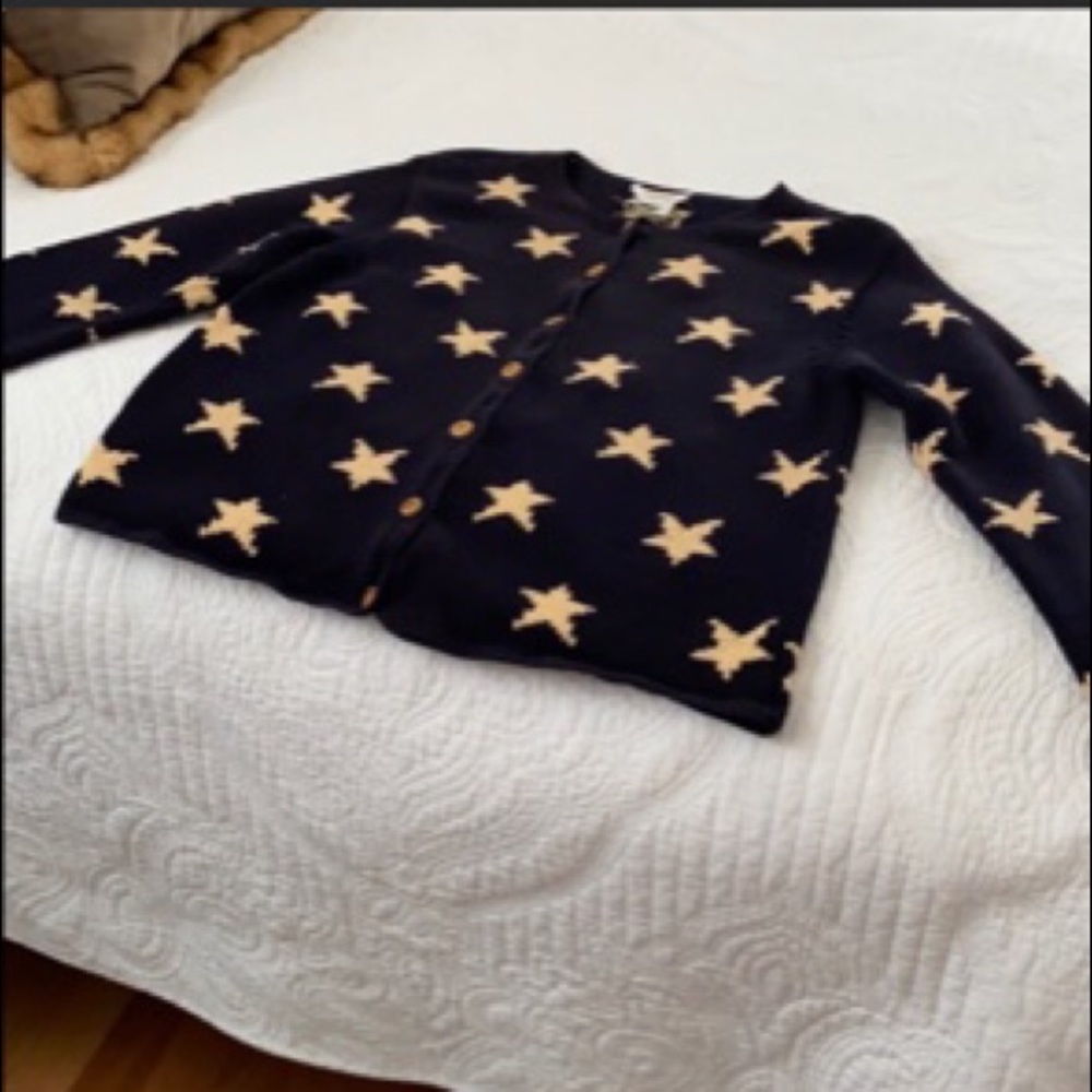 Talbots Navy Blue Star Sweater Cardigan